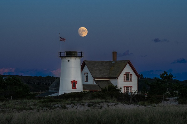 Moon rise over Stage Harbor Lighthouse - 2021 Favorites - Blackburn Images 