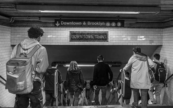 Downtown Trains, Times Square by Jack Kleinman