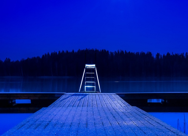 Bathing pier  in moon light