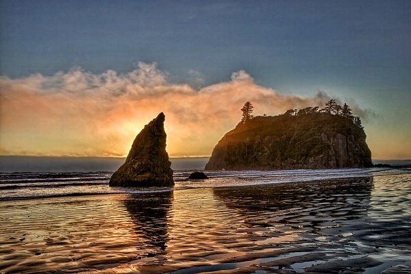_MG_4974 Sunset Reflection at Ruby Beach-3 - Pacific Coast Beaches - Gary Hamburgh Photography