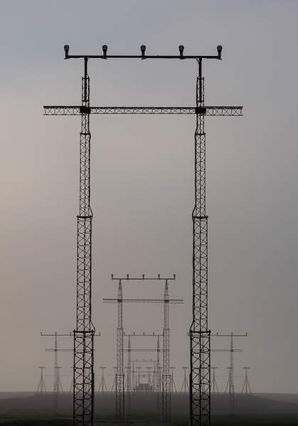Airport Approach Lights in Fog by JamesMetzger