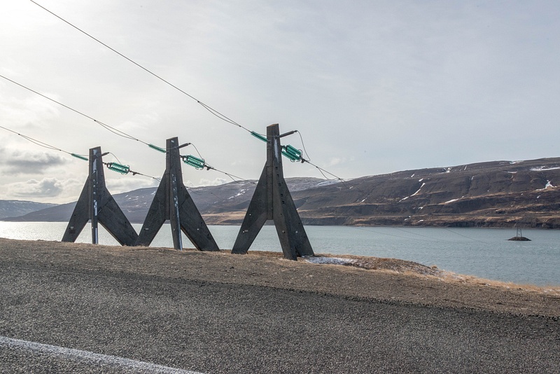 Power lines crossing Þorskafjordur