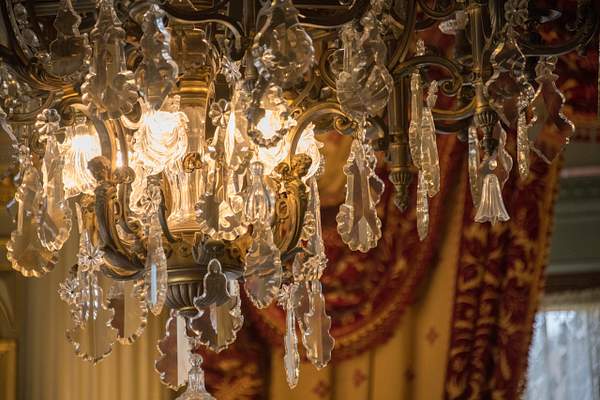Cut glass chandelier in the music room, I believe by...
