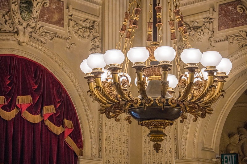 Another view of the chandeliers in the great hall.