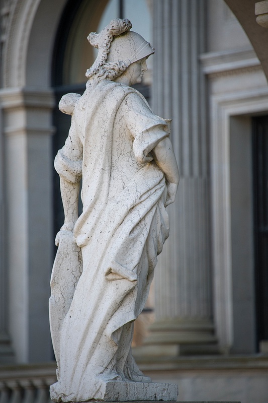 Statuary adorning the front entrance