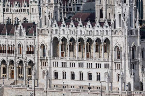 Details of the facade of the Hungarian Parliament...