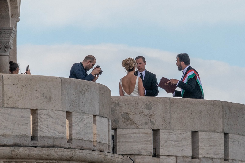 A wedding was taking place on the balcony furthest to the north in Fisherman's Bastion.