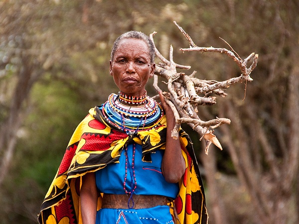 Masaai woman gathering firewood