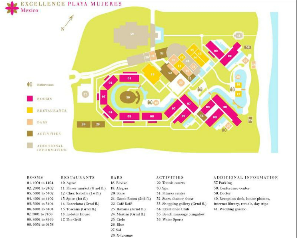 Map of Excellence Playa Mujeres.